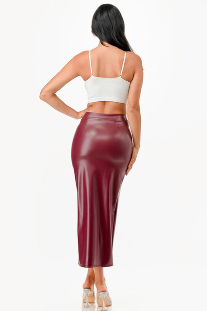 Long Leather Pencil Skirt