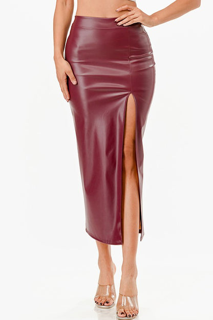 Long Leather Pencil Skirt