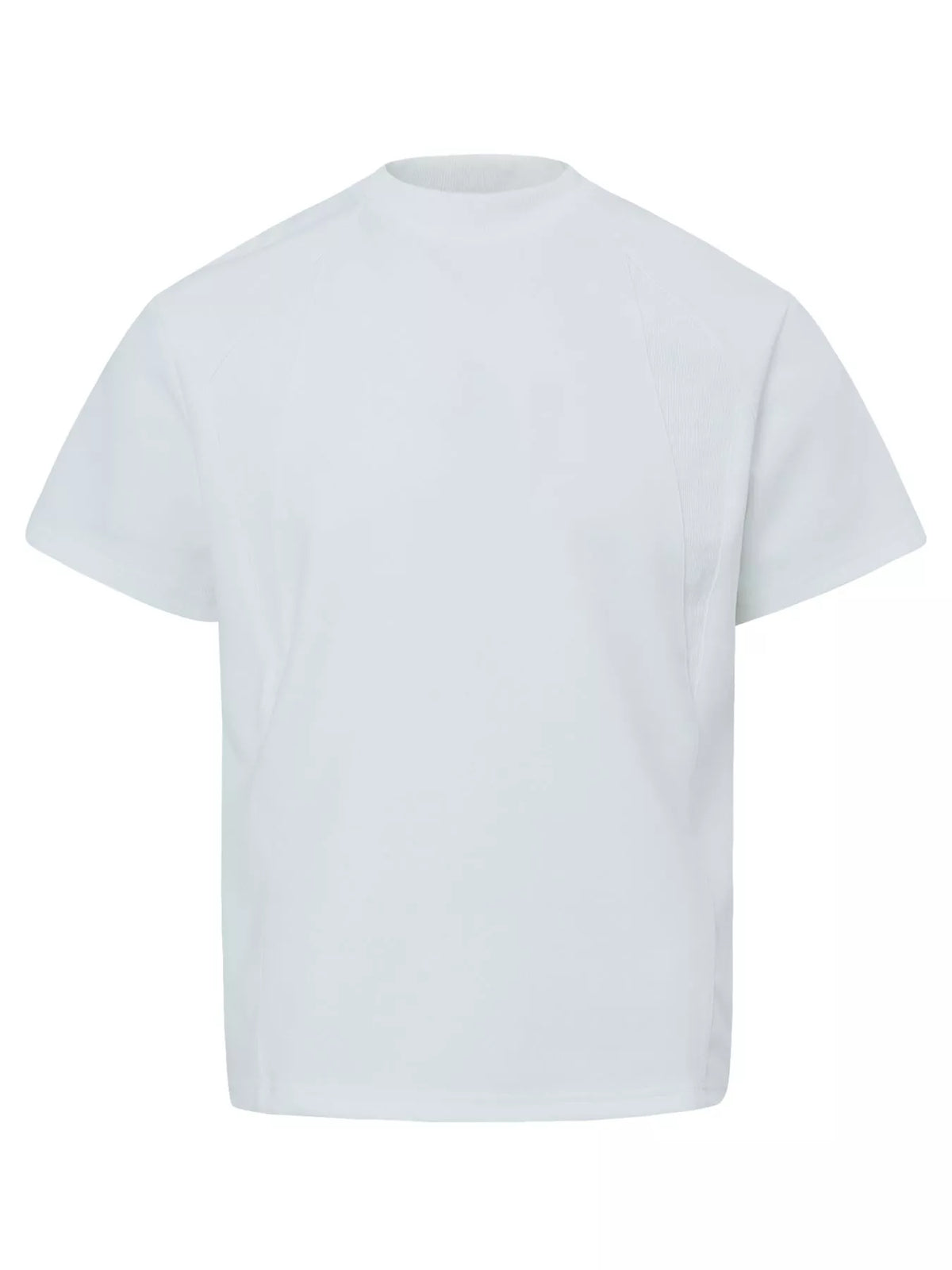 A plain white short-sleeve crewneck t-shirt shown from the back, displayed on a clean white background.
