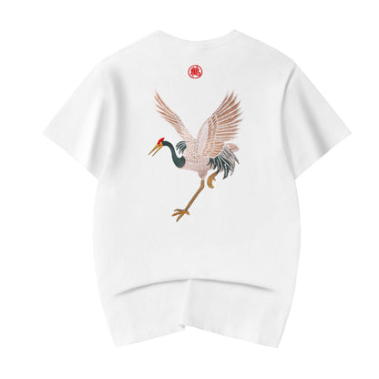 Flying Crane Embroidery Tee