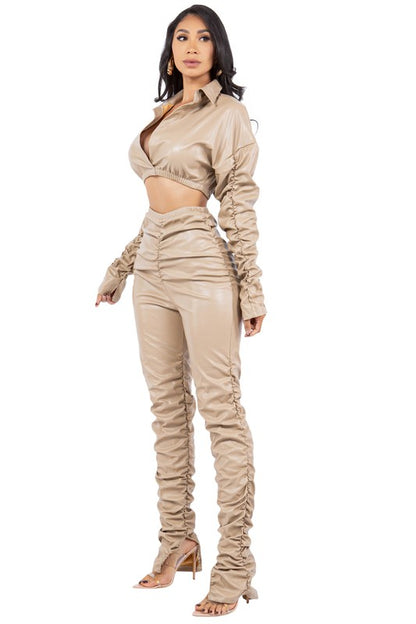 Cream Leather 2pc Set