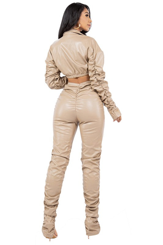 Cream Leather 2pc Set