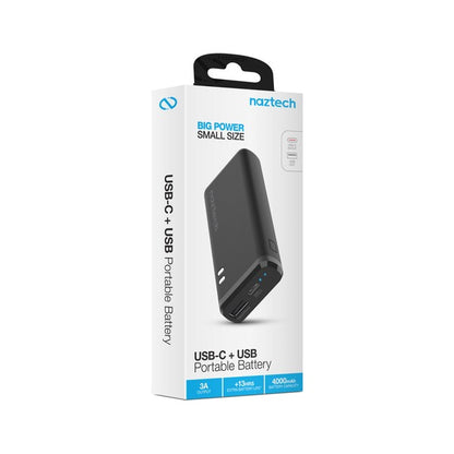 Naztech 4000mAh USB-C & USB Power Bank