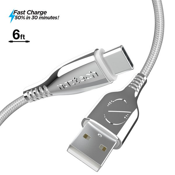 Naztech Titanium USB to USB-C Braided Cable 6ft