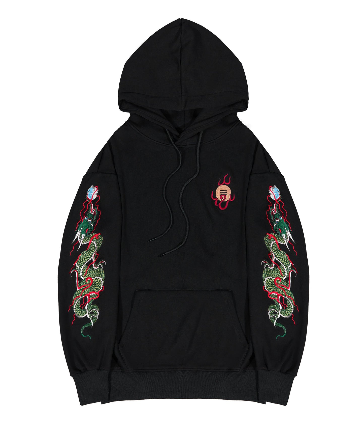 Green Dragon Embroidery Hoodie