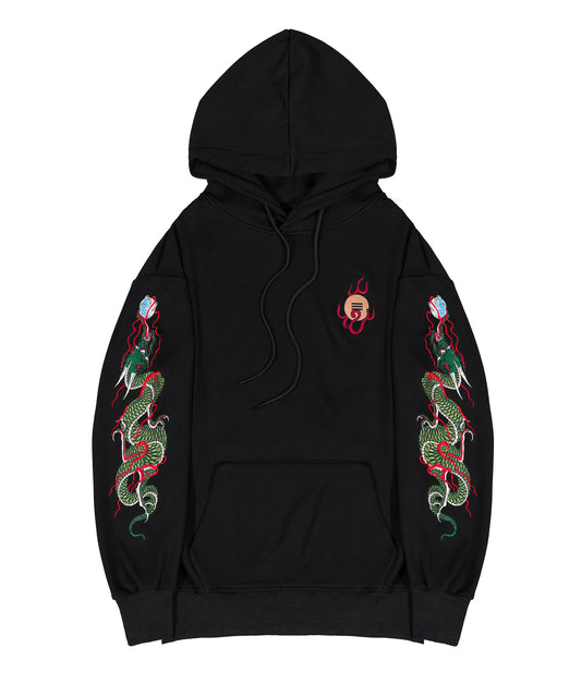 Green Dragon Embroidery Hoodie