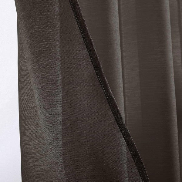 Brown Sheer Window Grommet Curtain Set