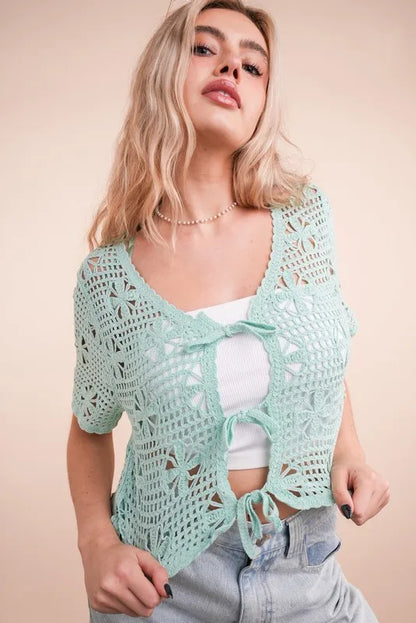 Front Tie Crochet Crop Top.