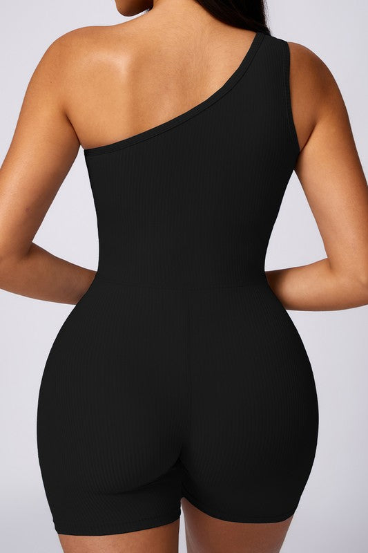 Oblique one-shoulder exercise fitness bodysuits