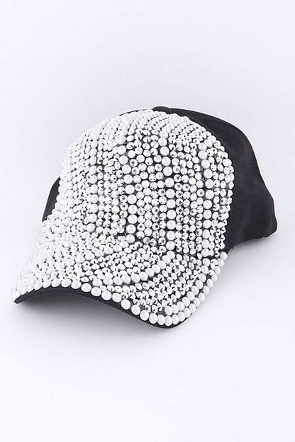 Pearl Crystal Embellished Fashion Cap