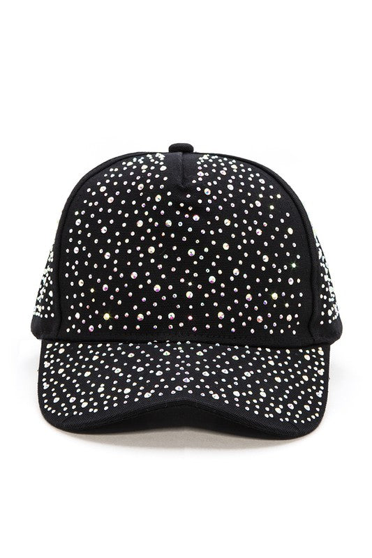 All Over Rhinestone Pave Fashion Cap