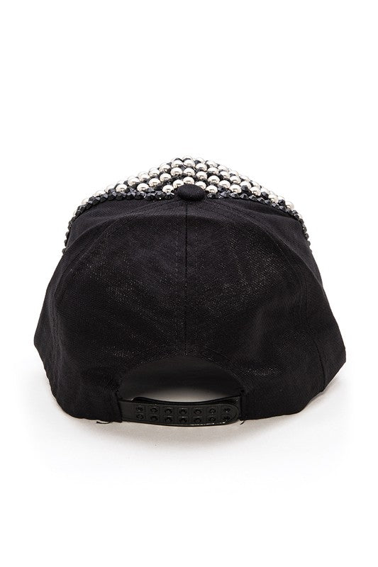 Rhinestone And Studded Fashion Cap