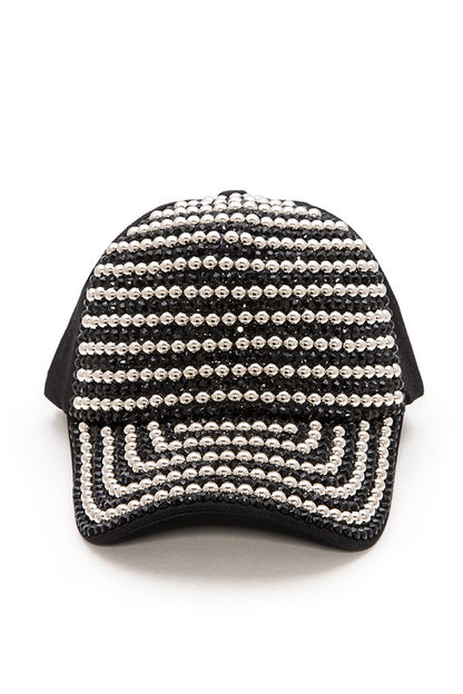 Rhinestone And Studded Fashion Cap