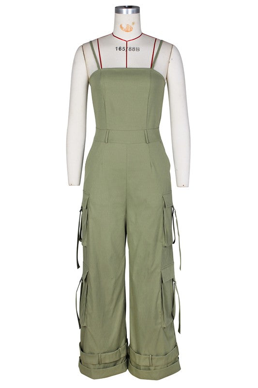 Solid Cargo Jumpsuit