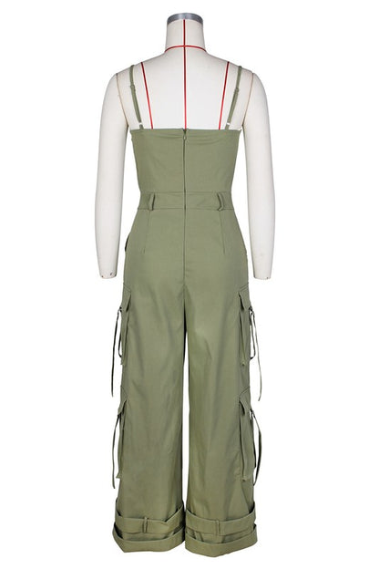 Solid Cargo Jumpsuit