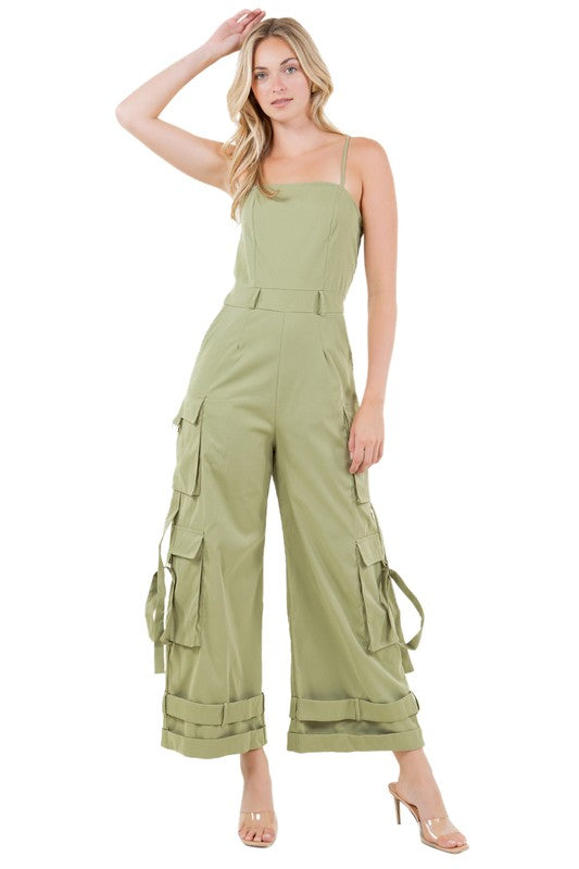 Sleeveless Cargo Jumpsuit