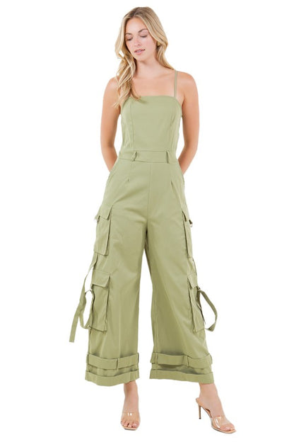 Sleeveless Cargo Jumpsuit