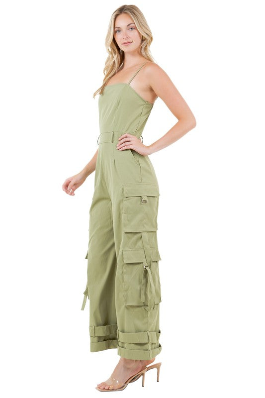 Sleeveless Cargo Jumpsuit