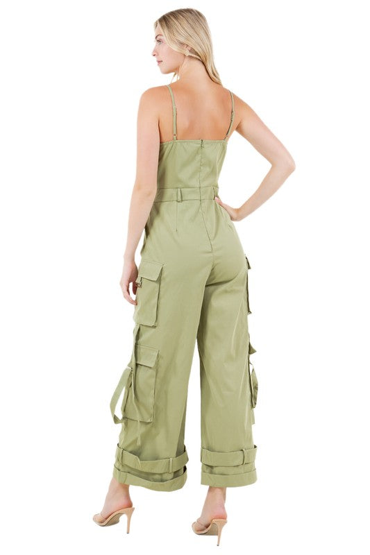 Sleeveless Cargo Jumpsuit