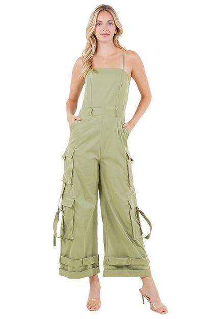 Sleeveless Cargo Jumpsuit