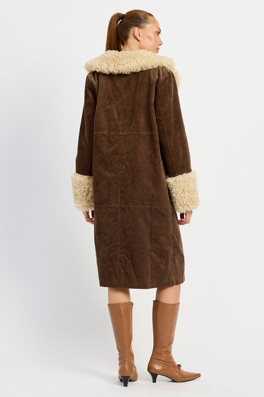 Faux Fur Mid Trench Coat