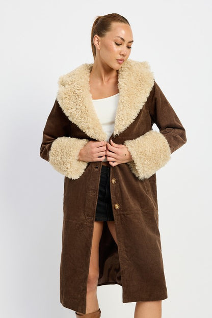 Faux Fur Mid Trench Coat