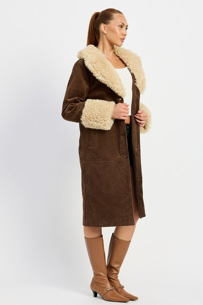 Faux Fur Mid Trench Coat