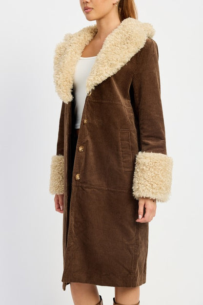 Faux Fur Mid Trench Coat