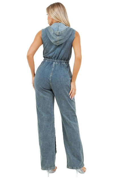 Denim Cargo Jumpsuit