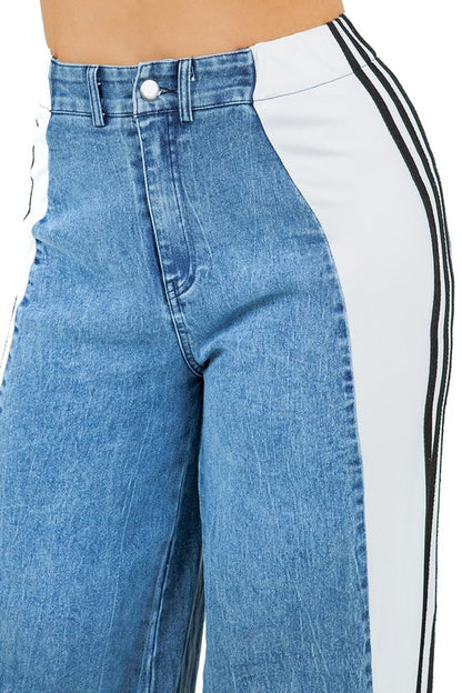 CasualTwo Tone Style Denim Pants