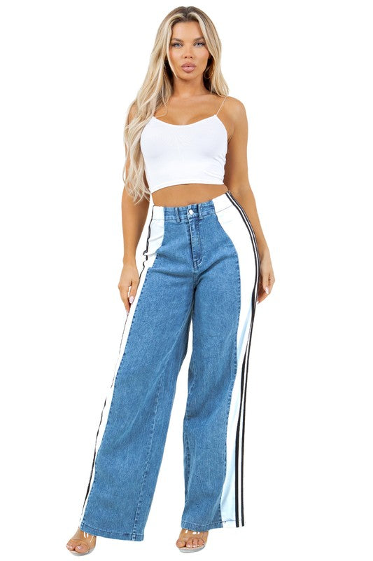 CasualTwo Tone Style Denim Pants