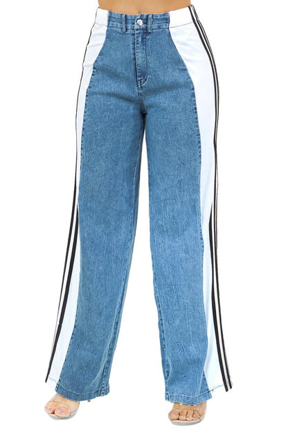 CasualTwo Tone Style Denim Pants