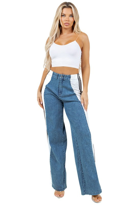 CasualTwo Tone Style Denim Pants