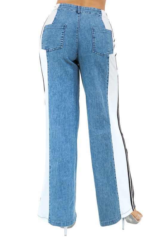 CasualTwo Tone Style Denim Pants