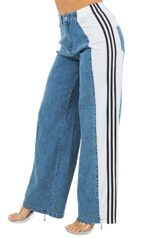 CasualTwo Tone Style Denim Pants