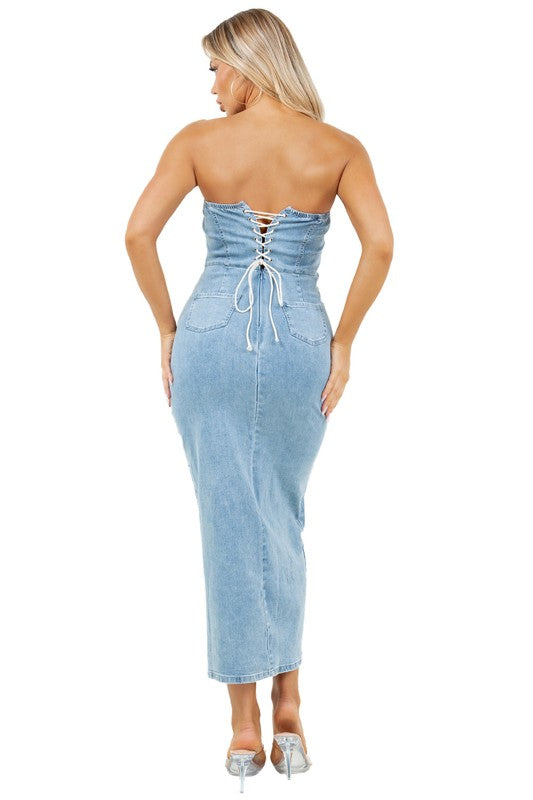 Denim Long Maxi Dress