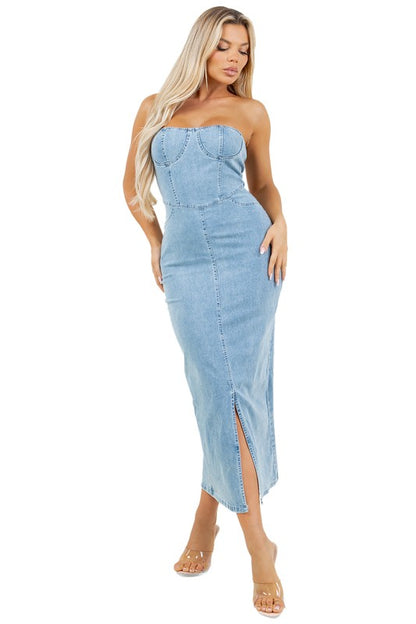 Denim Long Maxi Dress