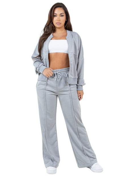 Casual Sweat Suit Two Piece Set