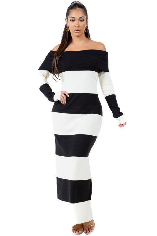 Long Stripe Maxi Knit Dress