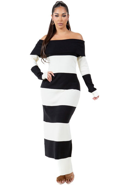 Long Maxi Knit Stripe Dress