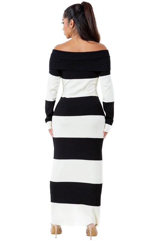 Long Maxi Knit Stripe Dress