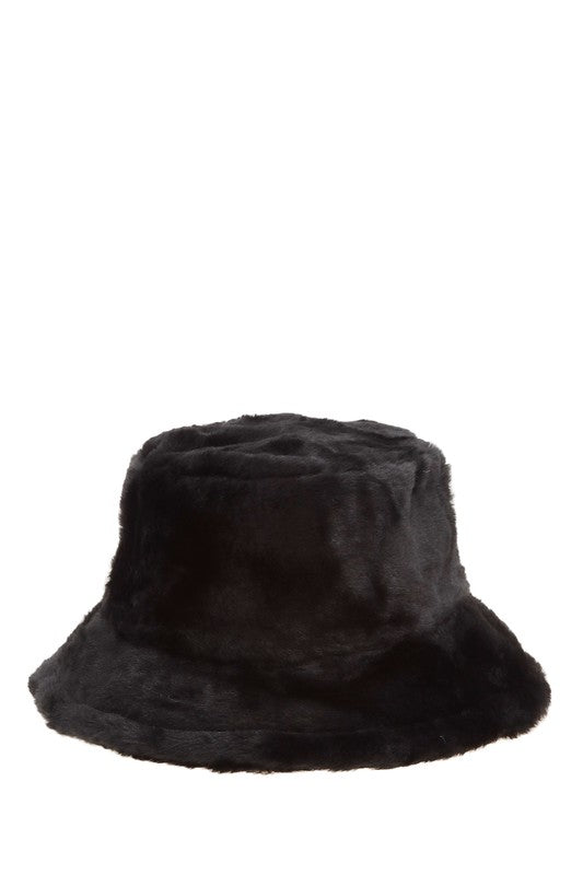 Solid Color Fur Bucket Hat