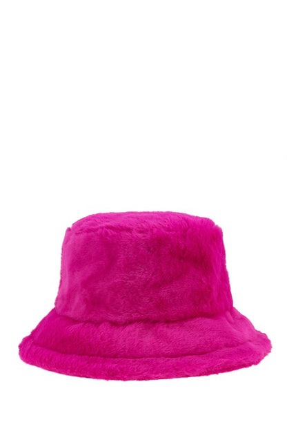 Solid Color Fur Bucket Hat