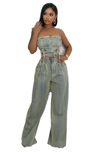 Denim Two Piece Set