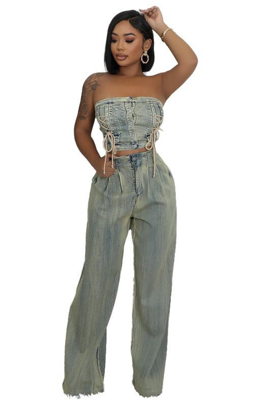 Denim Two Piece Set