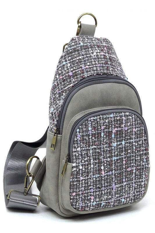 Tweed Sling Bag Backpack.