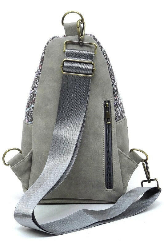Tweed Sling Bag Backpack.