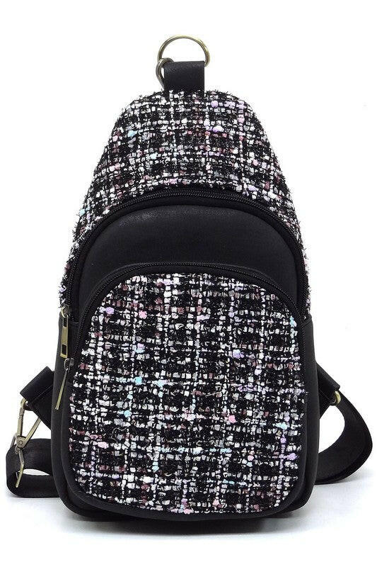 Tweed Sling Bag Backpack.