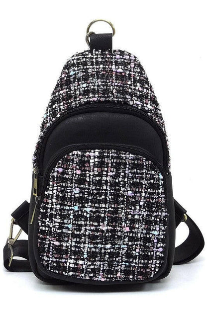 Tweed Sling Bag Backpack.