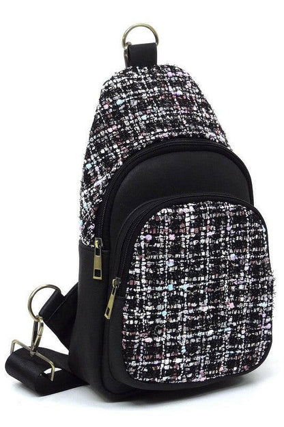 Tweed Sling Bag Backpack.